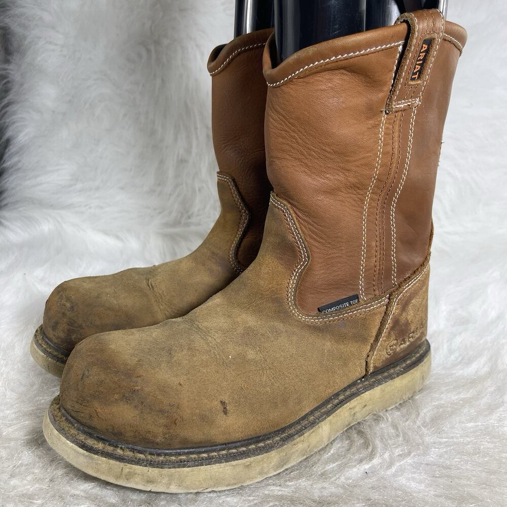 Mens ARIAT Rebar Wedge Pull On Composite Toe Work Boot sz 9.5 D